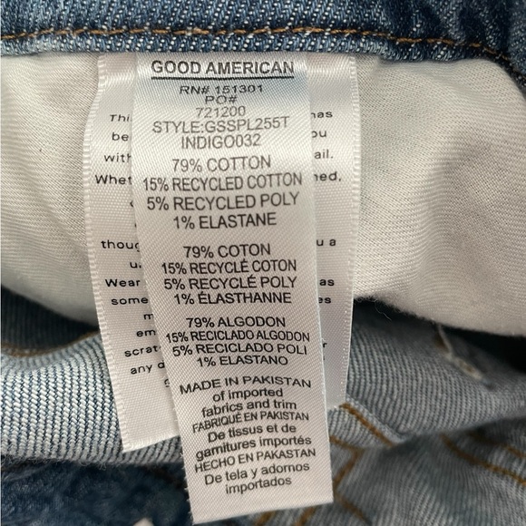 Good American High Rise Straight Jeans Indigo032 Frayed Hem NWOT Size 6 - Picture 7 of 8